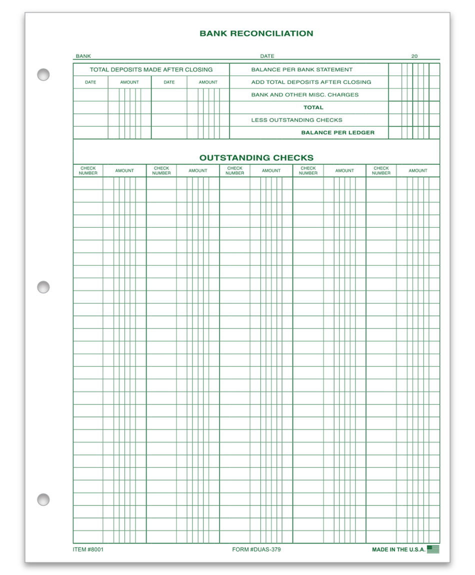 Bank Reconciliation Form (DUAS-379)