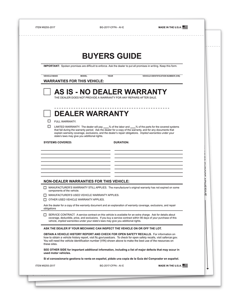 2-Pt Interior Combo Buyers Guide - As-Is (BG-2017-CFPA - AI-E)