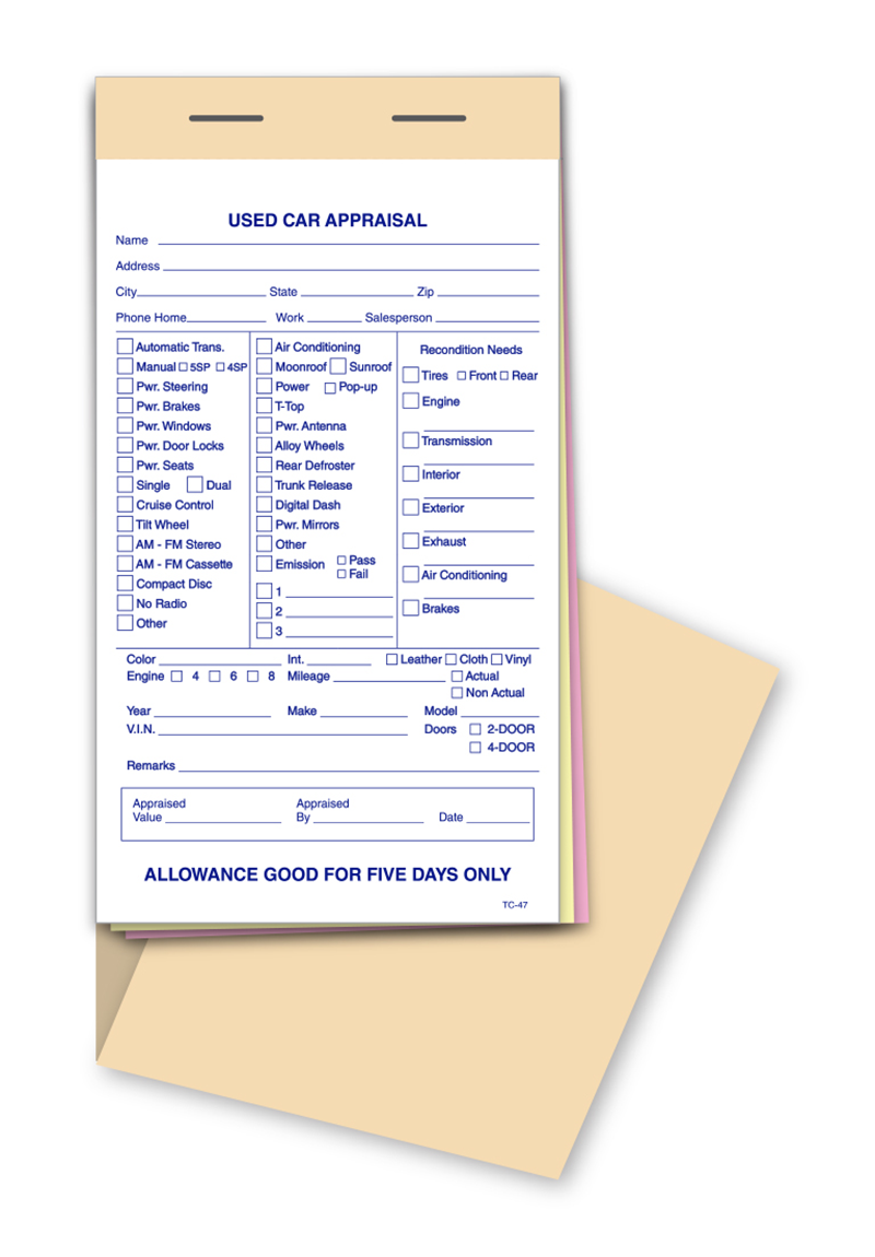 Used Vehicle Appraisal Book (TC-47)