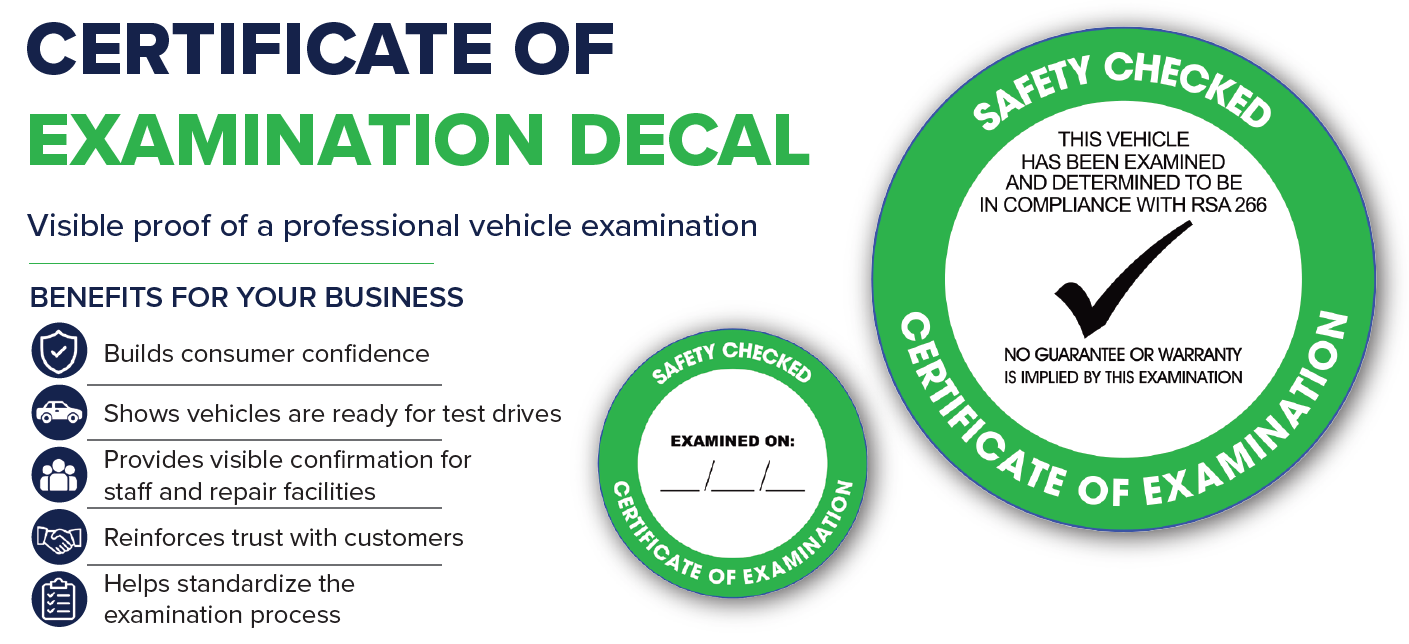Certificate Of Examination Decals (Double-Sided) (COE)