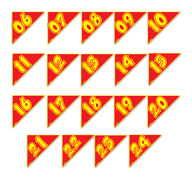 Angle Year Decals - Yellow/Red