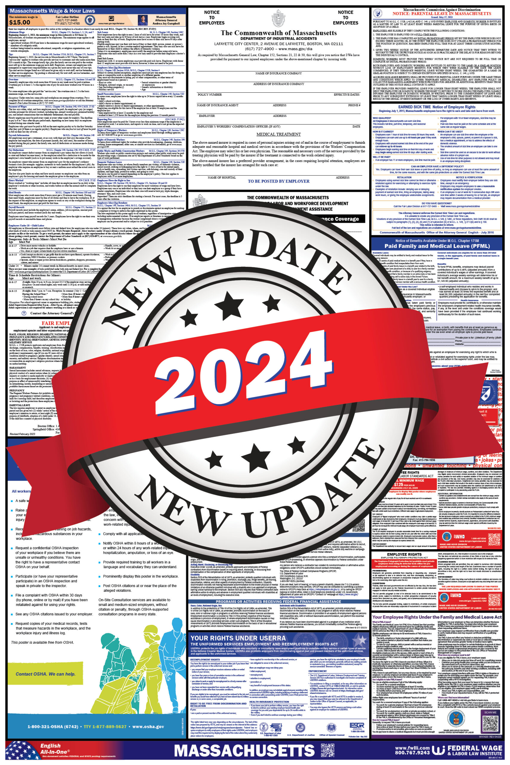 Federal & State Labor Law Poster 2024 - Massachusetts (v14.0)