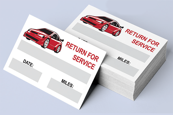 Static Cling Reminder Sheet Labels (Box) - Return for Service (Red Car)