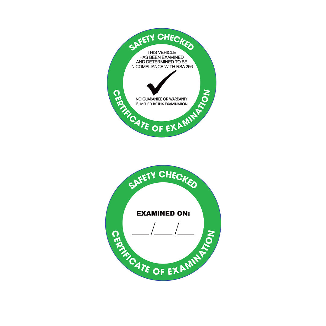 Certificate Of Examination Decals (Double-Sided) (COE)