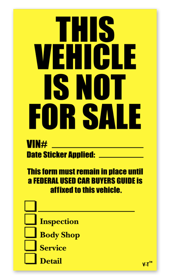 Large Vehicle Not For Sale Stickers (788)