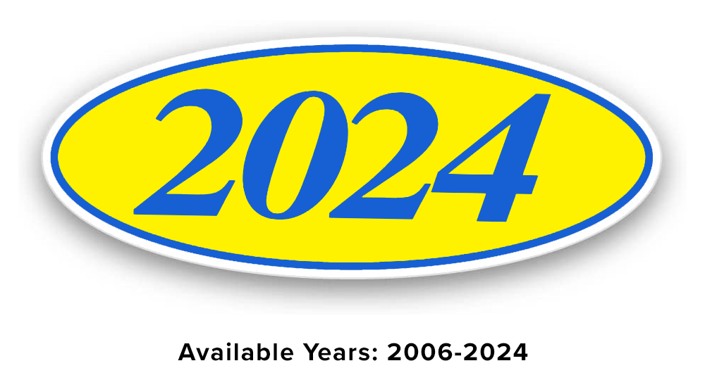Oval Year Decals - Blue/Yellow
