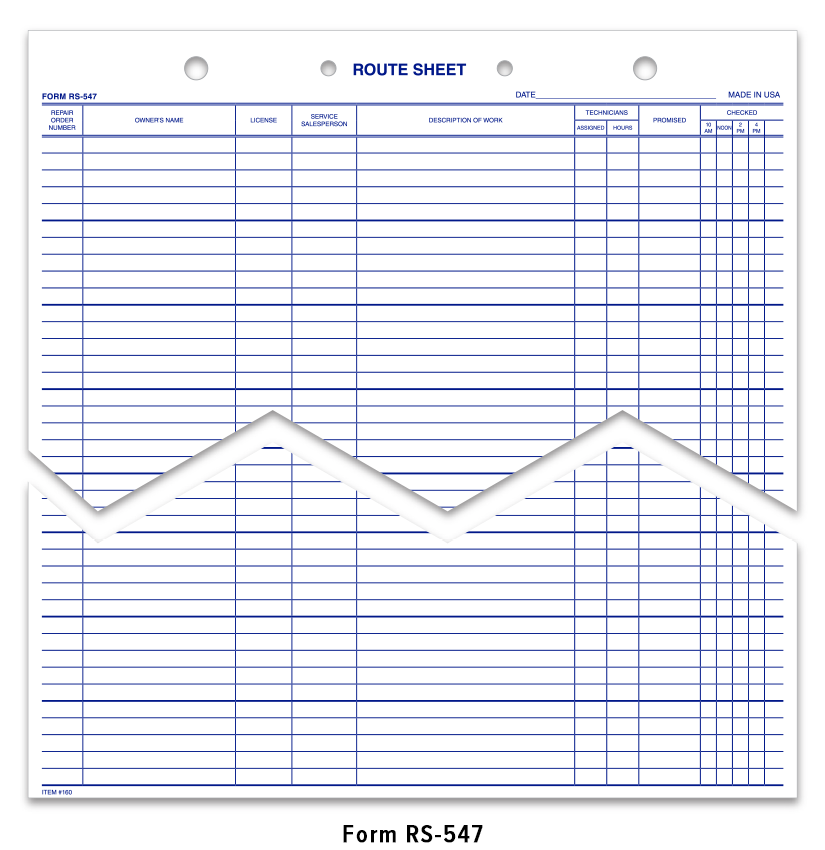 Route Sheet Pad (RS-547)