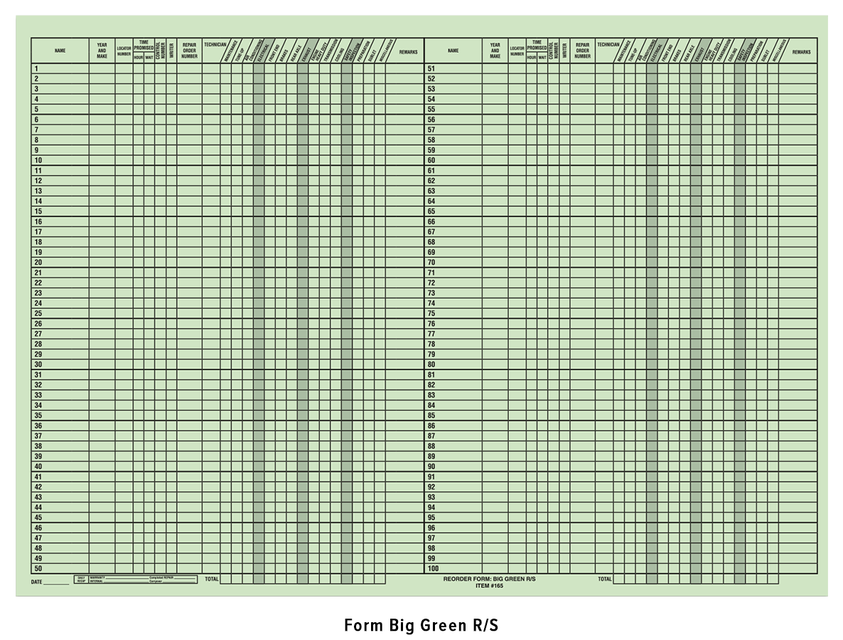 Route Sheets/Appointments (Big Green R/S)