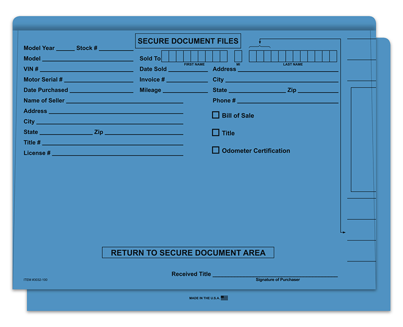 FILE RIGHT Color Code Vehicle Deal Jackets