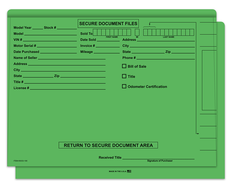 FILE RIGHT Color Code Vehicle Deal Jackets