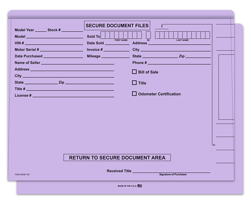 FILE RIGHT Color Code Vehicle Deal Jackets