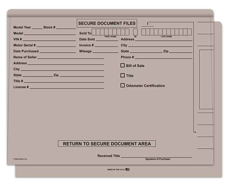 FILE RIGHT Color Code Vehicle Deal Jackets