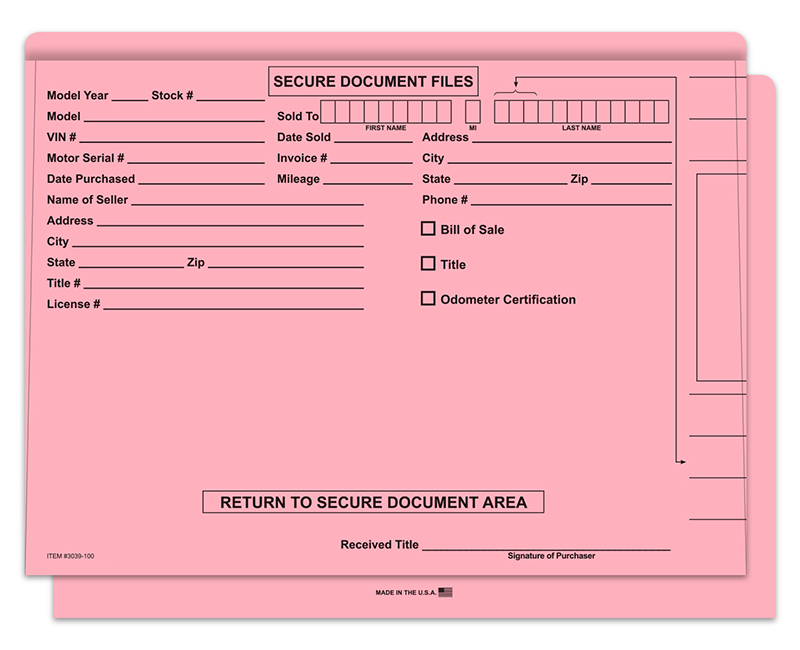 FILE RIGHT Color Code Vehicle Deal Jackets