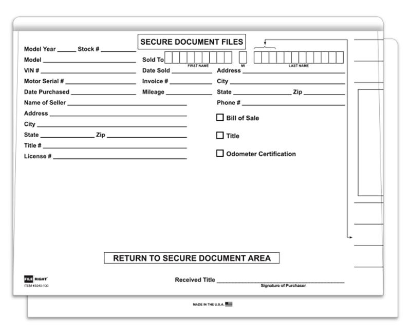 FILE RIGHT Color Code Vehicle Deal Jackets