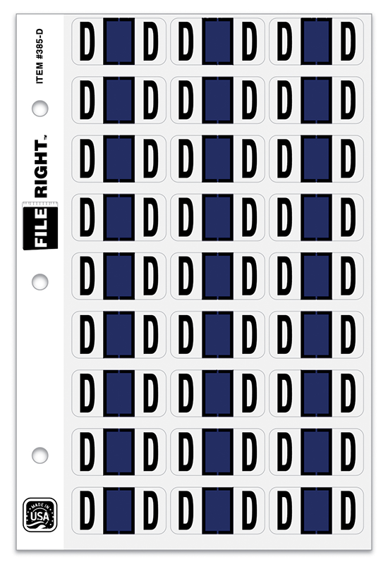 FILE RIGHT Service File Alphabet Label