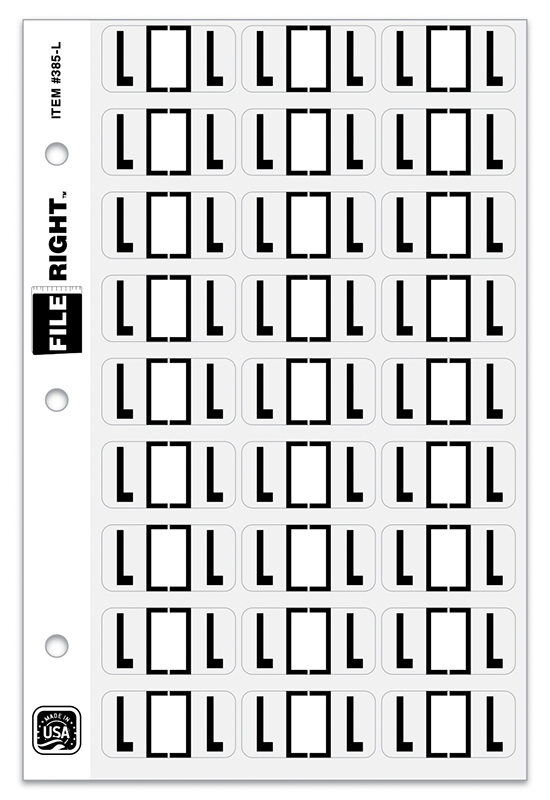 FILE RIGHT Service File Alphabet Label