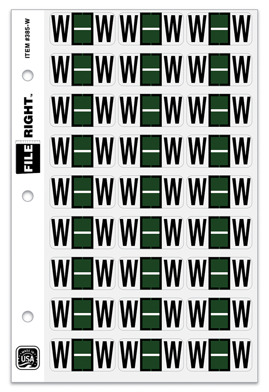 FILE RIGHT Service File Alphabet Label