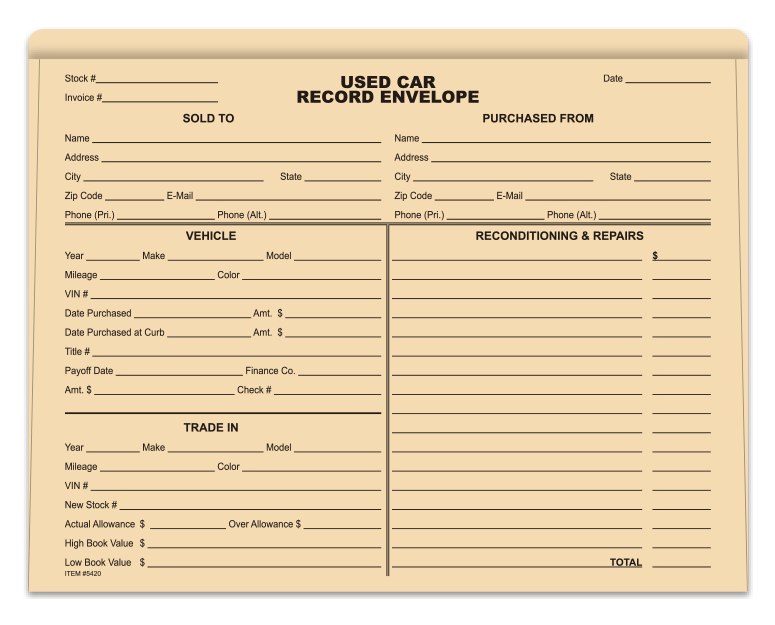 Used Car Record Jackets