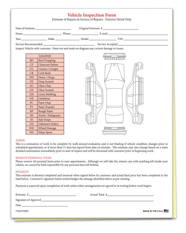 Vehicle Inspection & Estimate Form