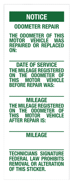 Odometer Repair Label (ORL)