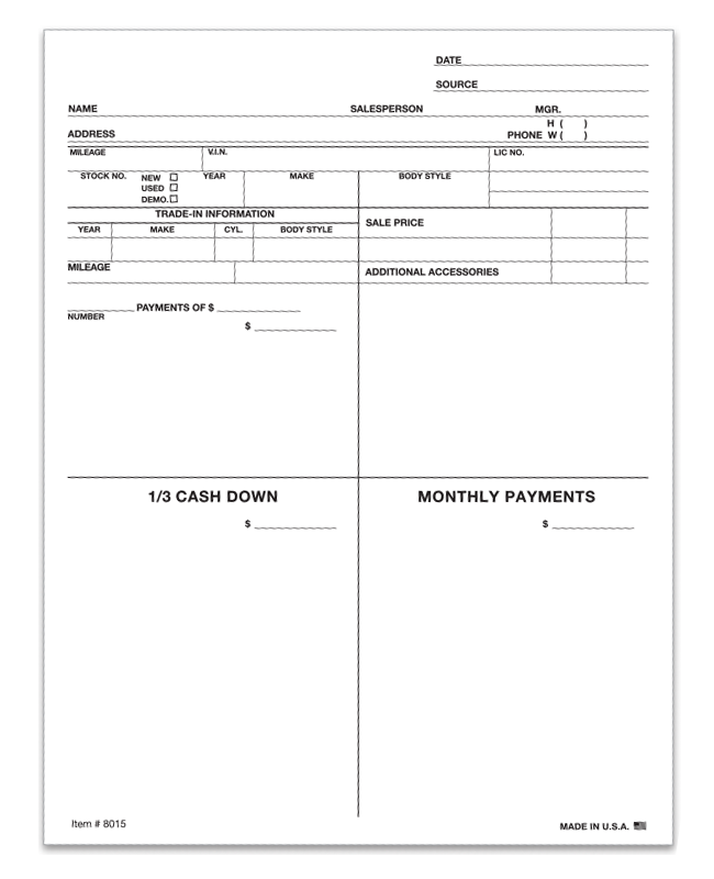 Four Square Form (Customer Proposal)