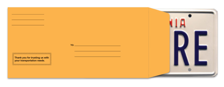 Printed License Plate Envelope - Self-Seal