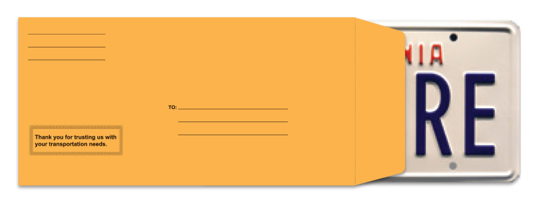 Printed License Plate Envelopes (LPEV-1) - Self-Seal