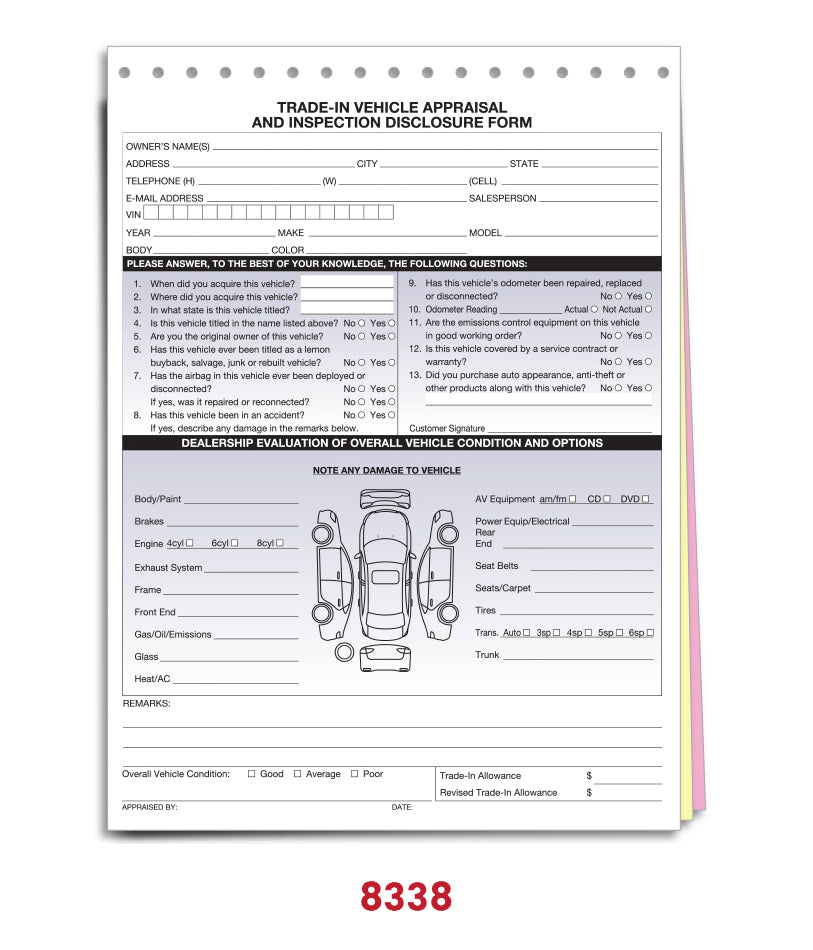 Trade-In Vehicle Appraisal & Disclosure Form