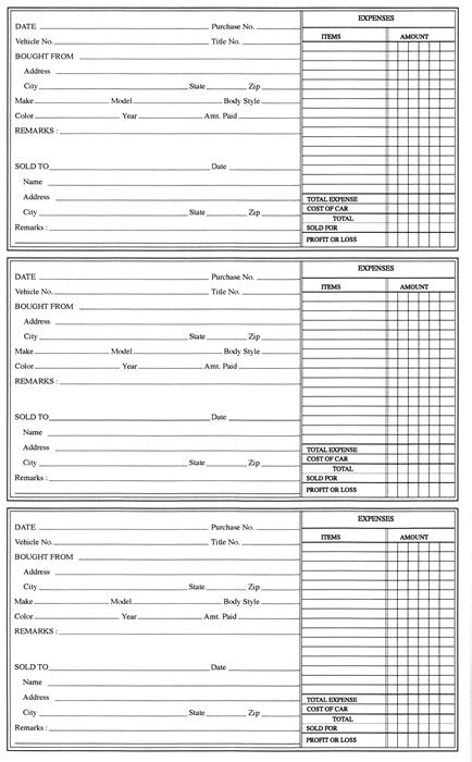 Used Car Record Book (Police Book)