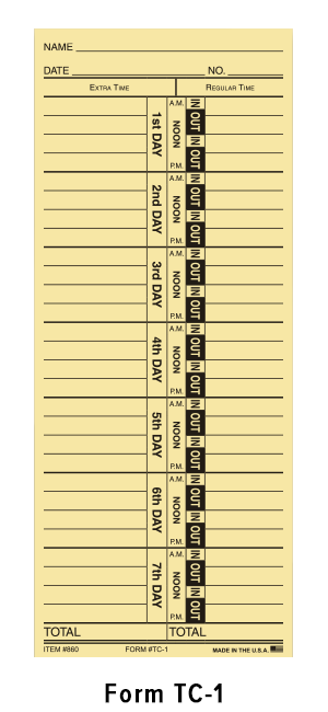 Time Clock Cards (TC-1)