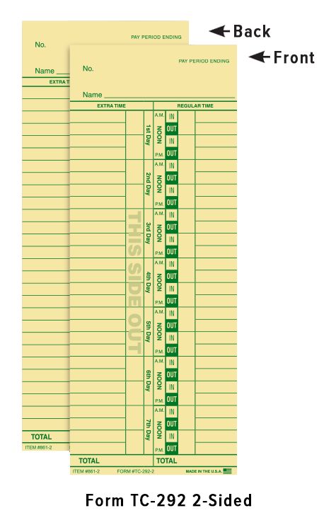 Time Clock Cards (TC-292 2-Sided)