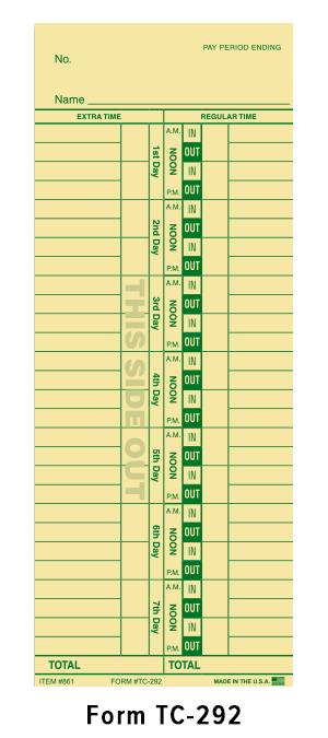 Time Clock Cards (TC-292)