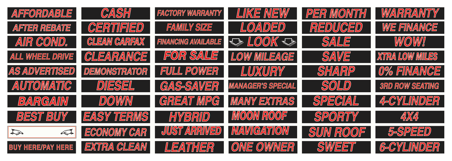 Shadow Slogan Decals - Red/White/Black