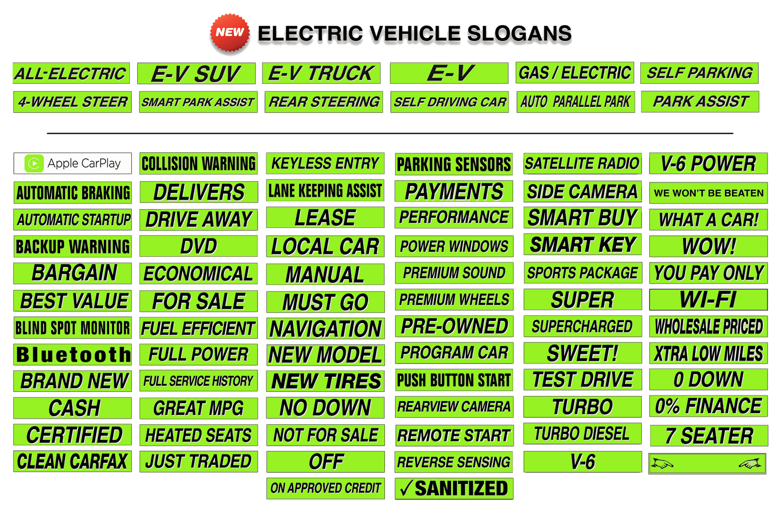 Shadow Slogan Decals (Set 2) - Black/Fluorescent Green