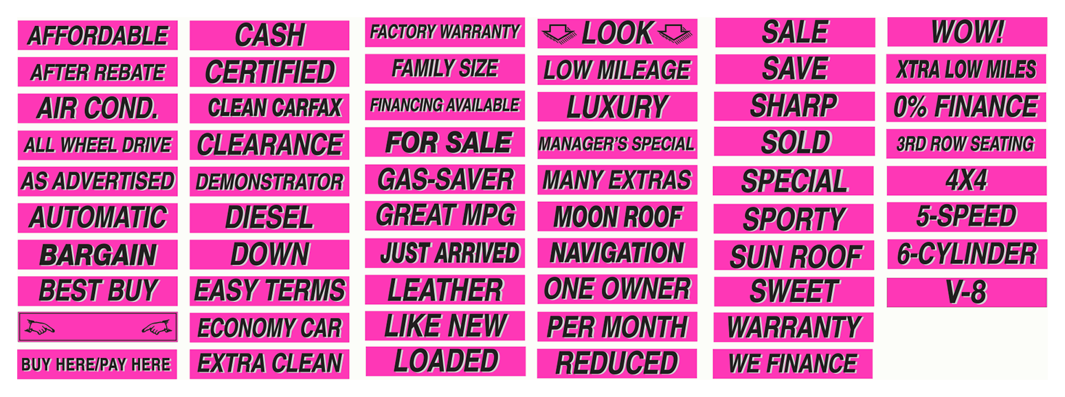 Shadow Slogan Decals - Black/Fluorescent Pink
