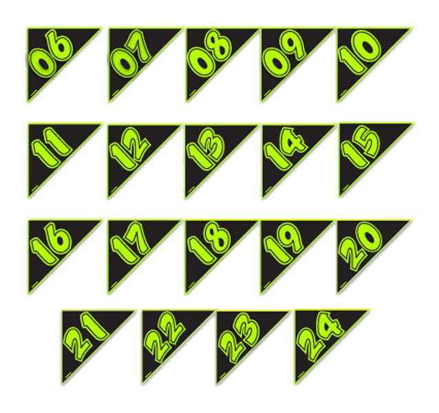 Angle Year Decals - Fluorescent Green/Black