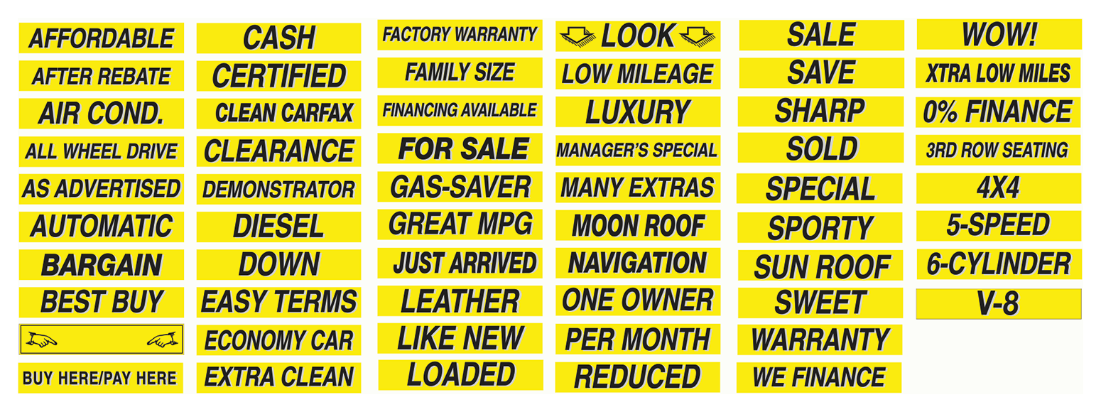 Shadow Slogan Decals - Black/Yellow