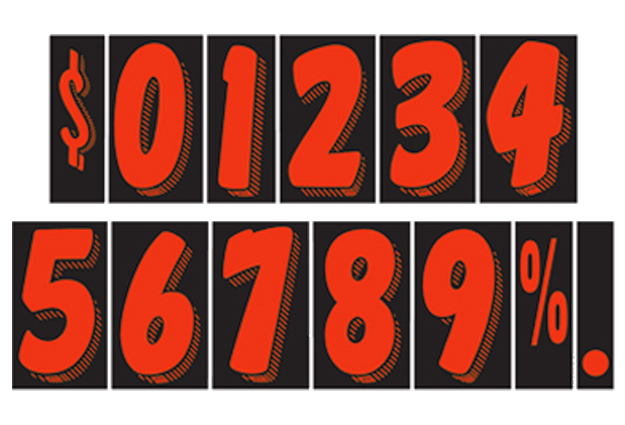 7-1/2" Shadow Number Decals - Red/Black