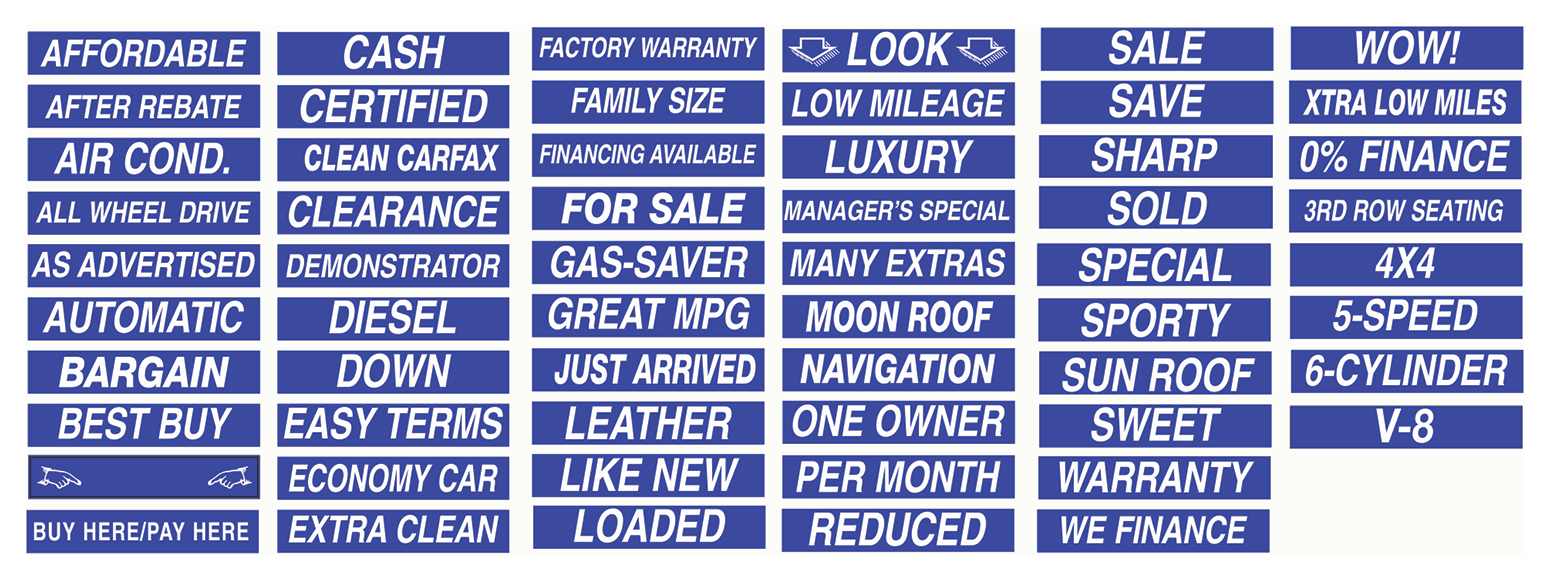 Shadow Slogan Decals - White/Blue