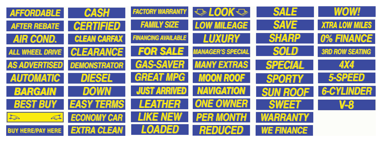 Shadow Slogan Decals - Yellow/Blue