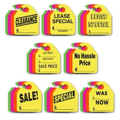 Large Fluorescent Mirror Hang Tags - Assorted Colors