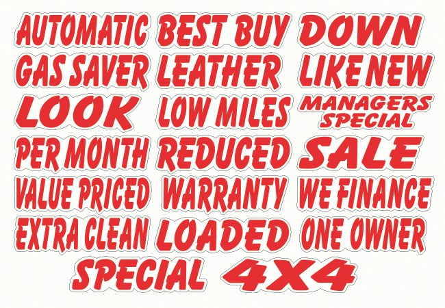 Die Cut Slogan Decals - White/Red