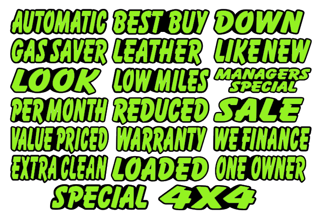 Die Cut Slogan Decals - Fluorescent Green/Black