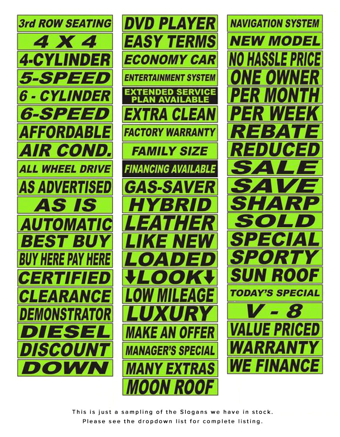 Shadow Slogan Decals (Set 1) - Black/Fluorescent Green