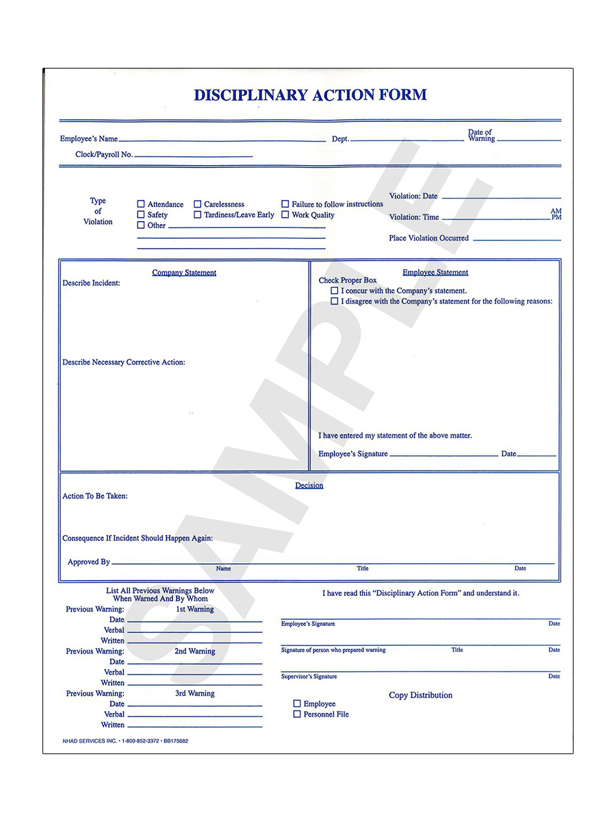 Disciplinary Action Forms