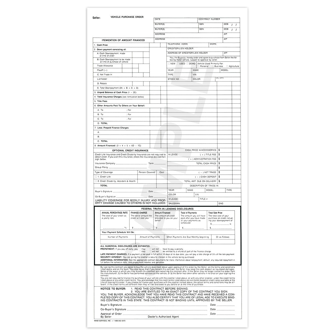 Generic Purchase & Sales Agreements (Financed)