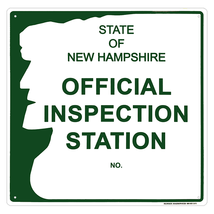 NH State Vehicle Inspection Station Number Sign
