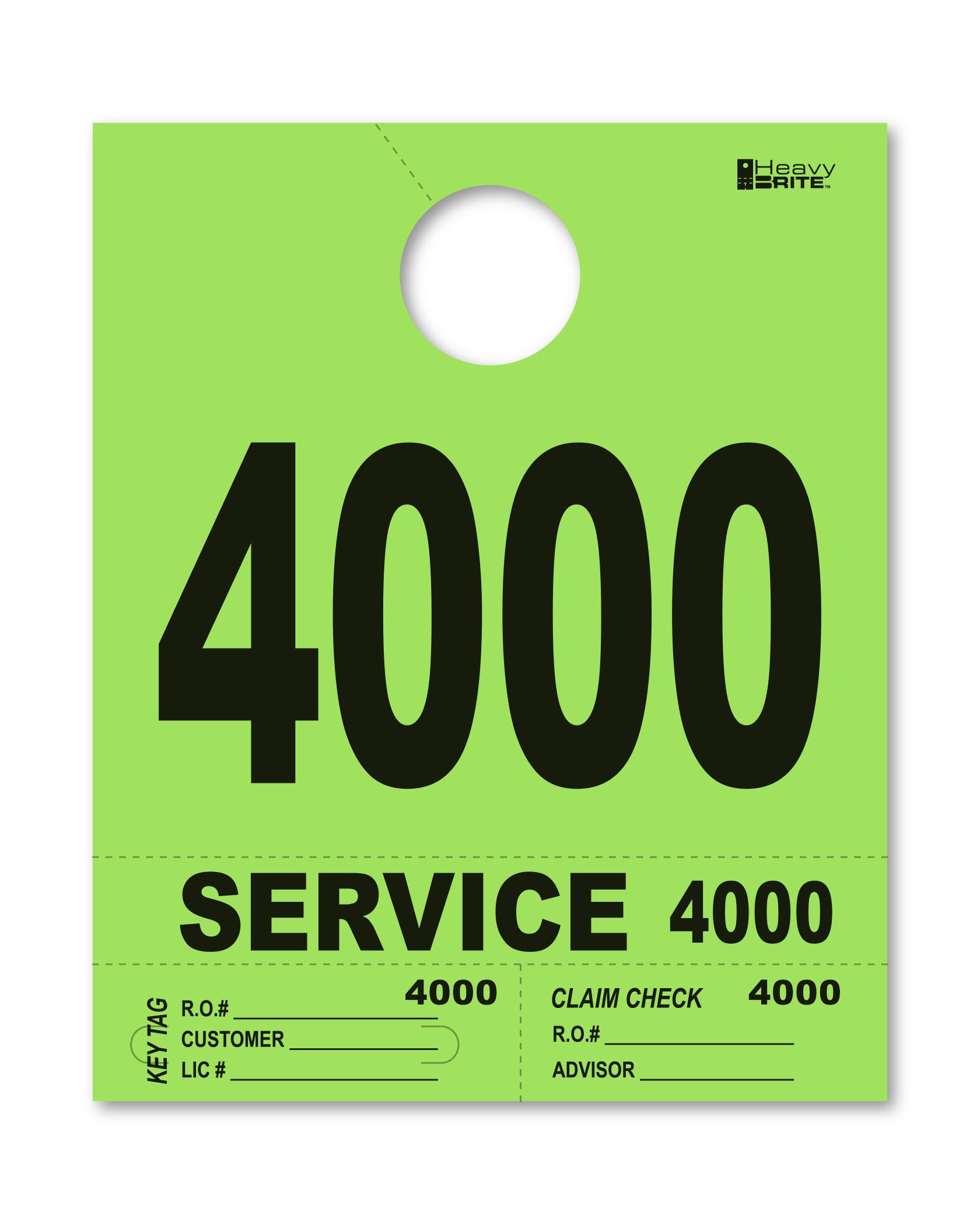 Heavy Brite 4-Part Service Dispatch Numbers (HB4P) - Lime Green