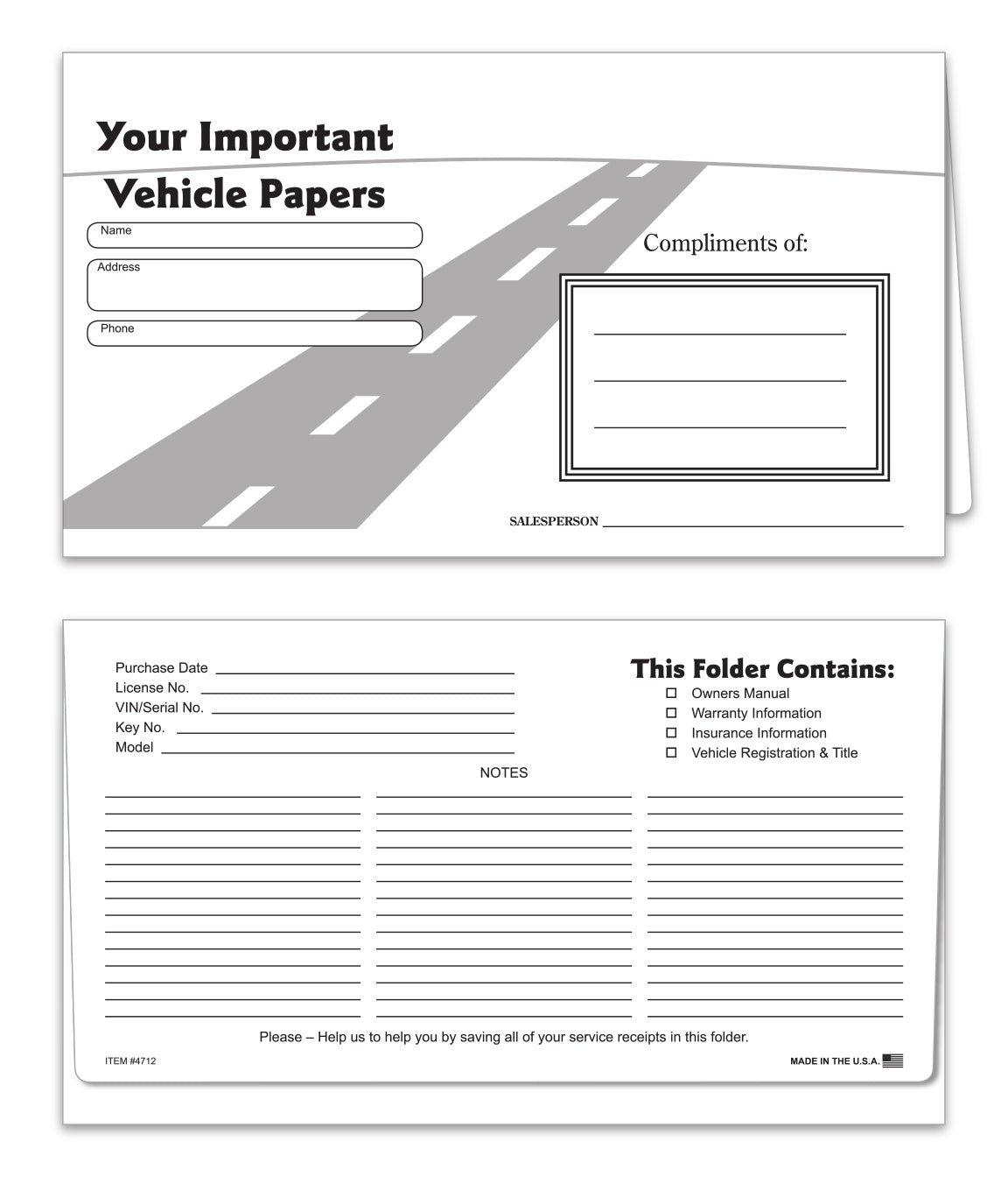 Stock Vehicle Paper Wallets - Black Road