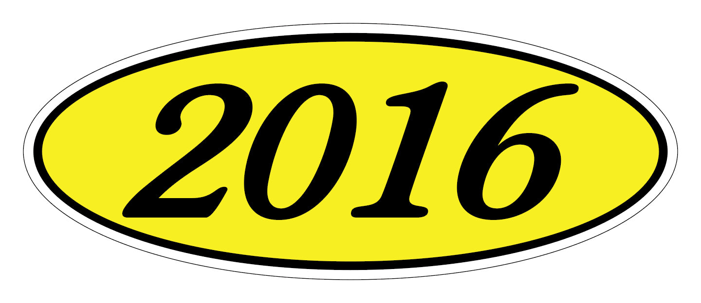 Oval Year Decals - Black/Yellow